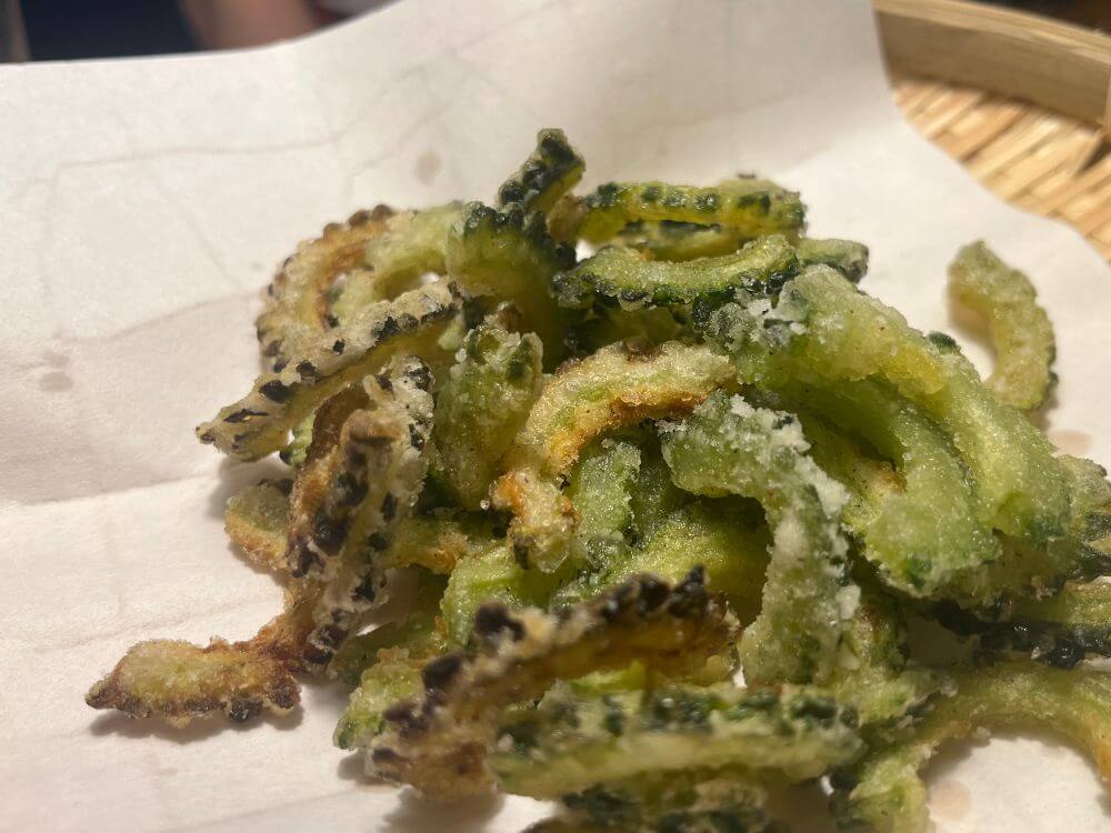 収穫したゴーヤ・ゴーヤチップス
